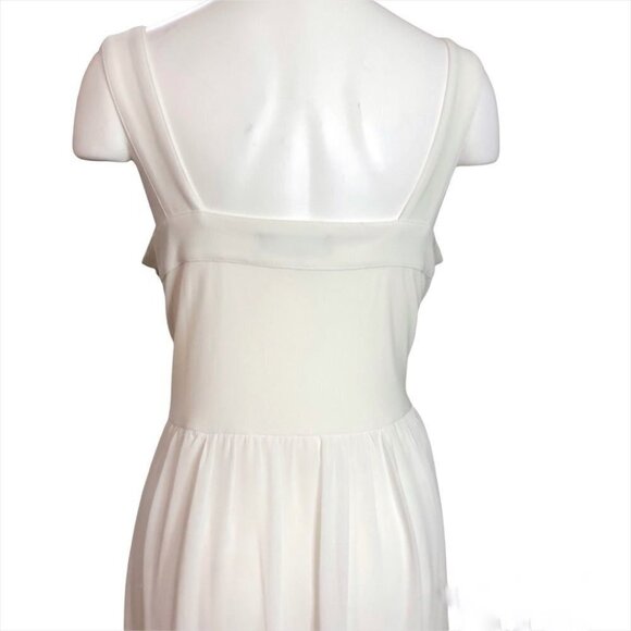 Laura Plus Off White Chiffon Ruffle Gown Size 14 Bridal Black Tie Formal - Picture 3 of 8